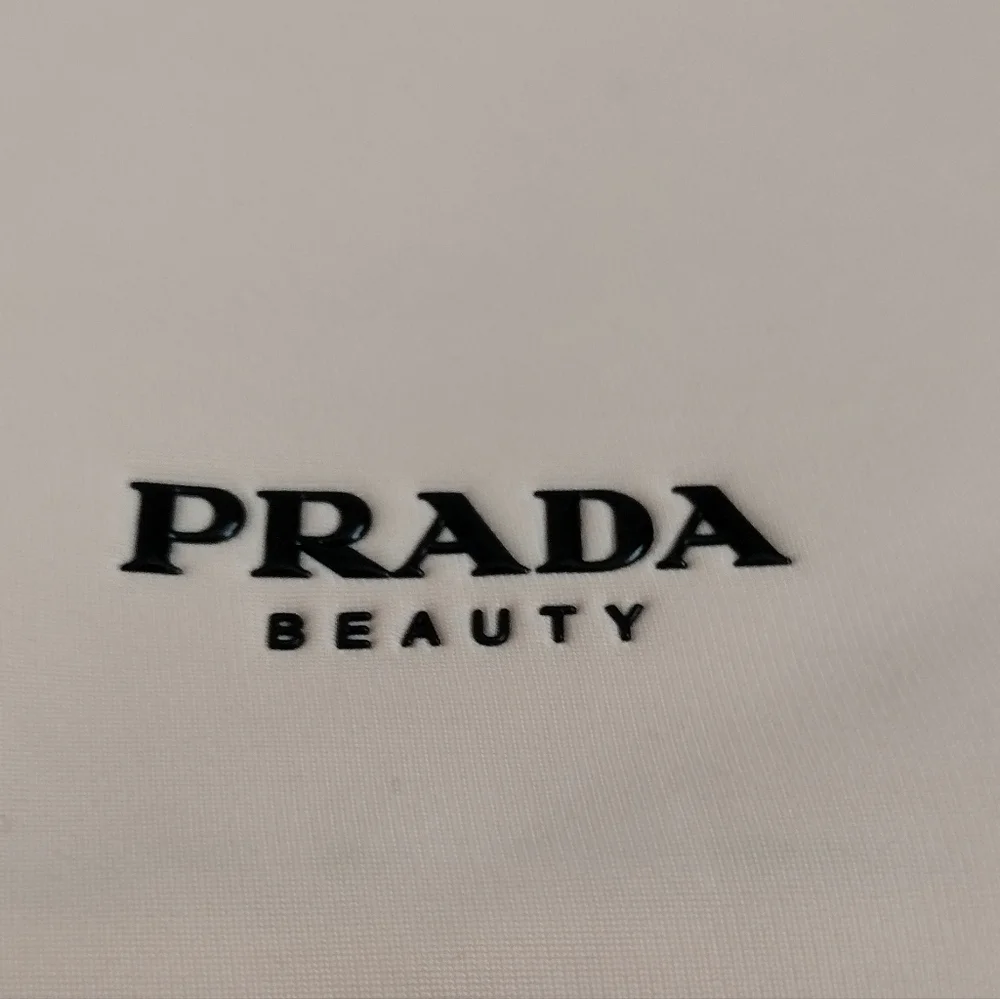 Prada Beauty Soft Barely Pink Black Reversible Makeup Cosmetics Jewelry Pouch